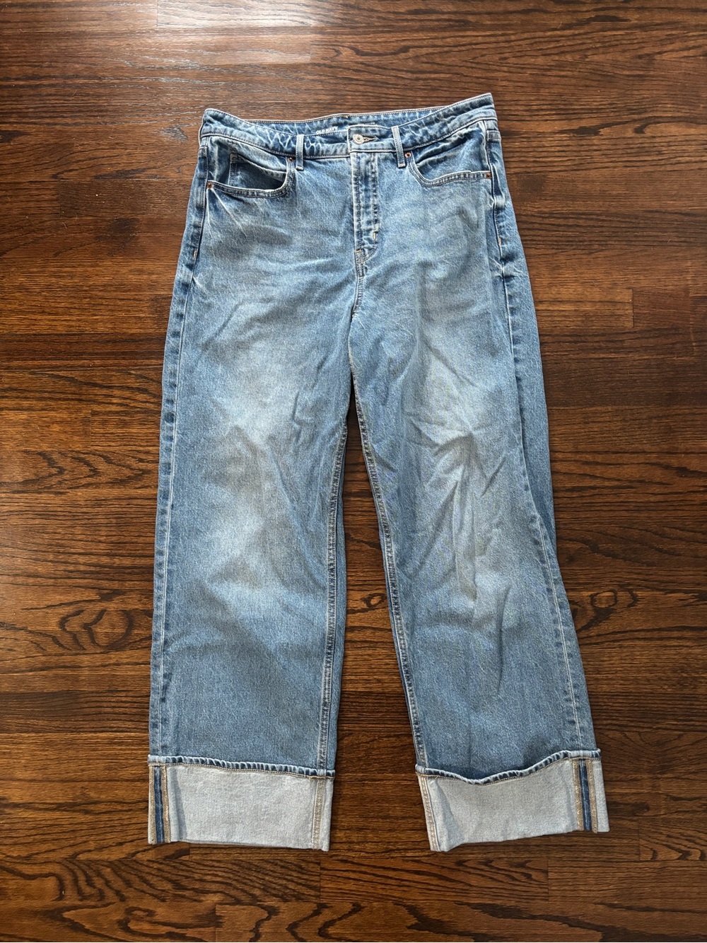 Old Navy Sky-Hi Wide Leg Cuffed Extra High Rise Jeans size women’s 12